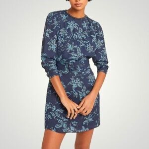 REISS Dress Womens 0 Melody Long Sleeves Knee Length Floral Hand Embellish‎